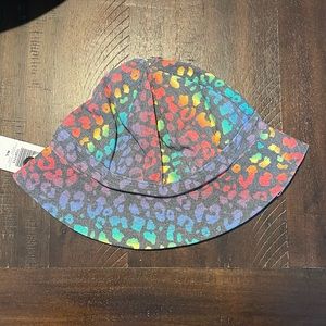 Torrid Black/Rainbow Leopard Frayed Bucket Hat, M/L NWT